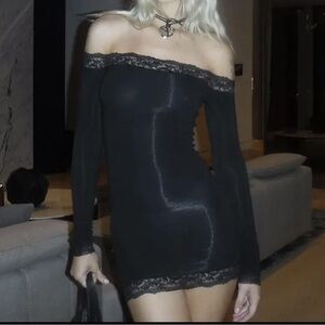 Off the shoulder long sleeve dress